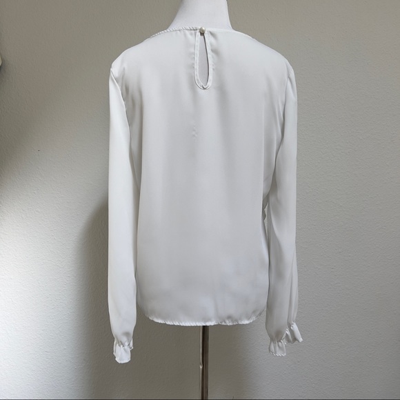 Lace and chiffon long sleeve top with billowy sleeves - Picture 3 of 3